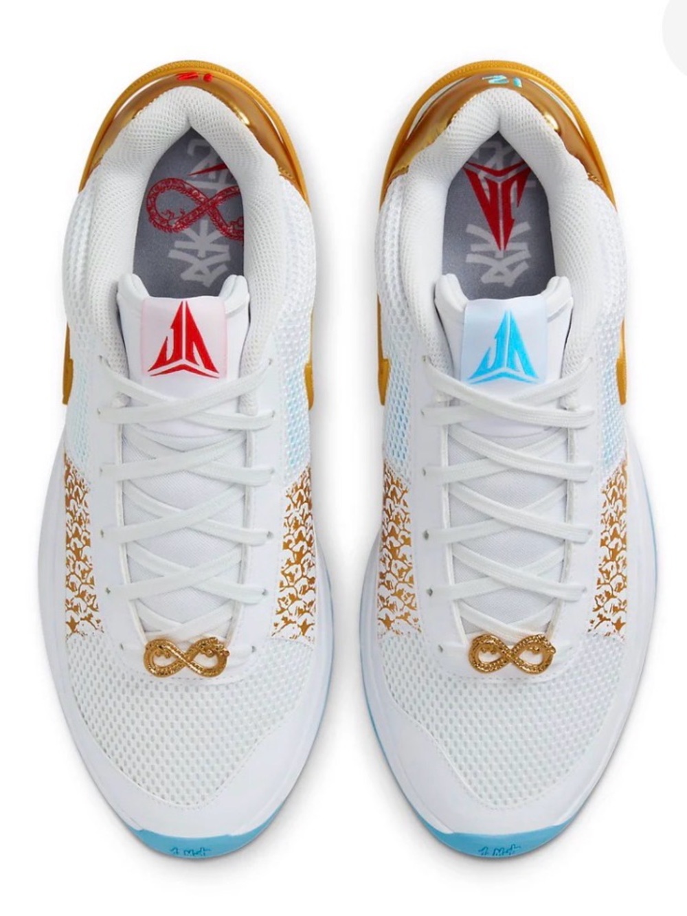 Nike Ja 1 Dragon Year Gold and white with light blue colors